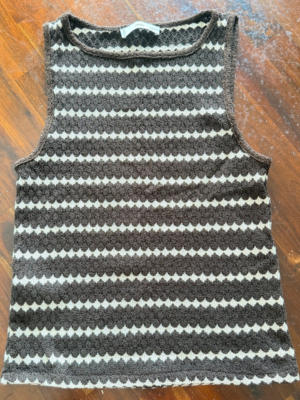 Mango Brown and Cream Striped Knit Tank Top